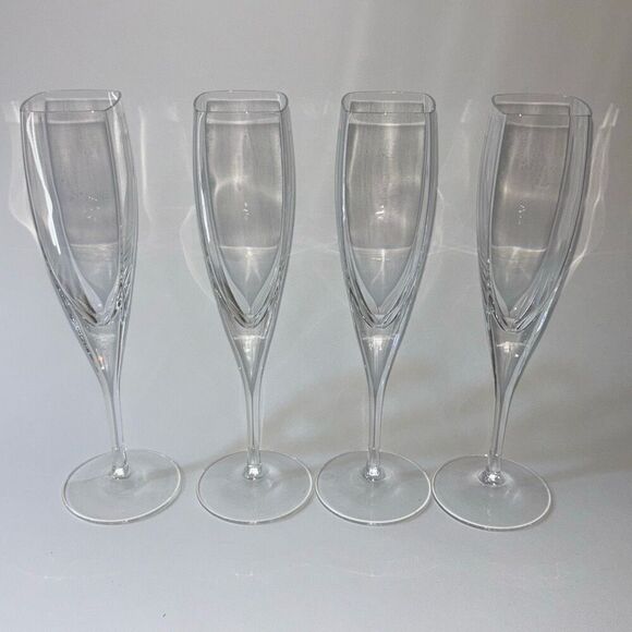 New in box Mikasa Panache square champagne flute glasses Set of 4 white box - Picture 3 of 6